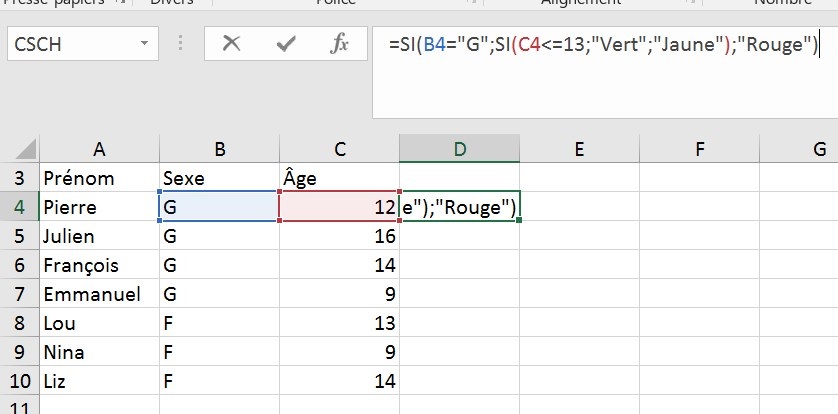 La fonction SI() Excel formation